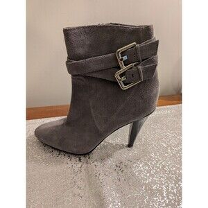 Calvin Klein Cambria Gray Suede Leather High Heel Zip Ankle Boots Womens 6M New